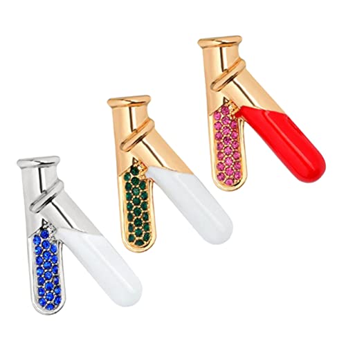 GALPADA 3 Stück Teiliges Stylische Reagenzglas Broschen mit Strassbesatz Kreative Anstecknadeln für Kleidung Pullover Jacken Taschen Modische Abzeichen für Damen und Herren von GALPADA