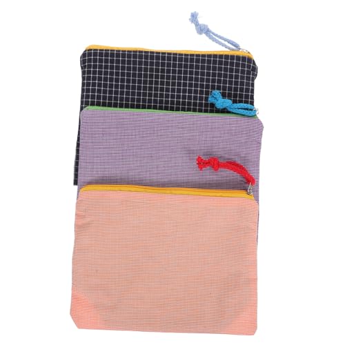 GALPADA 3 Stück Teiliges Tragbare Kosmetiktasche Damen mit Großem Fassungsvermögen Multifunktional für Reisen und Alltag Leichtes Kompaktes Design in Stilvollem Karomuster Orange von GALPADA