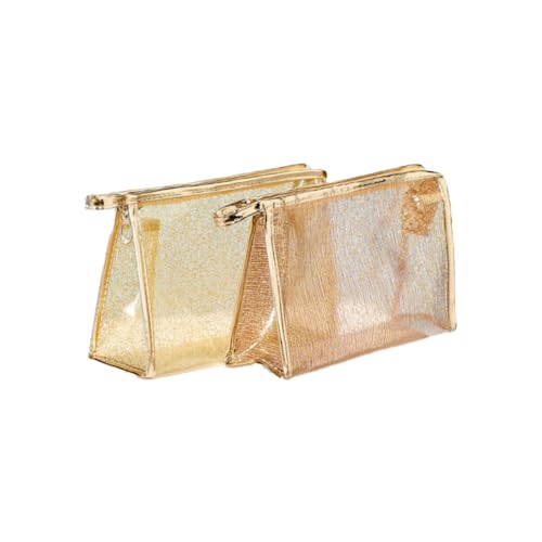 GALPADA 3 Stück Transparentes Makeup Bag aus TPU mit Goldfarbenem Draht wasserdichte Kosmetiktaschen mit Reißverschluss Multifunktionale Reise Organizer für Damen Praktische von GALPADA