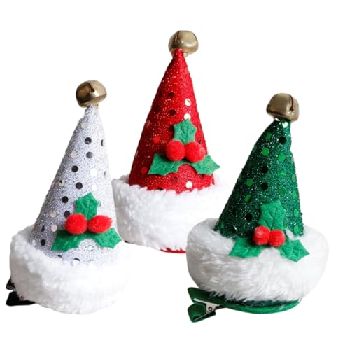 GALPADA 3 Stück Weihnachtliche Haarspangen Teiliges aus Metall und Leichte Weihnachtsmützen Haarklammern für Mädchen und Damen Langlebiger Haarschmuck für Xmas Party und Alltag von GALPADA