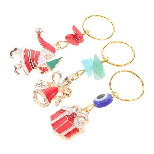 GALPADA 3stücke Weihnachts Haarschmuck Santa Claus Glocke Geschenkbox Schmuck Emaille Legierung Für Dreadlocks Und Zöpfe Festliche Schlüsselanhänger Und Schmuckelemente von GALPADA