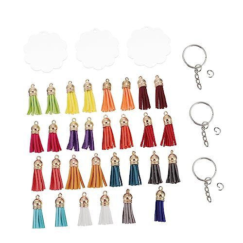 GALPADA 30-teiliger Schlüsselanhänger Mit Quaste Schlüsselanhänger-Set Mit Wärmeübertragungs-acrylplatten Personalisieren Sie Ihre Schlüssel von GALPADA