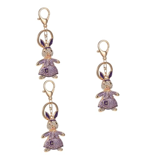 GALPADA 3stücke Key Chain Charm Mit Glitzerstein Süßes Kaninchen Design Perfektes Für Neujahrsfest Kreative Handtaschen-Dekoration Für Frauen Und Mädchen von GALPADA