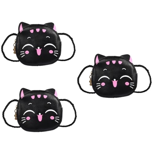 GALPADA 3stücke Kawaii Umhängetasche Für Mädchen Katzenmotiv Süße Pu Schultertasche Für Reisen Und Einkäufe Kleine Geldbörse Katzenohren Und Reißverschluss von GALPADA