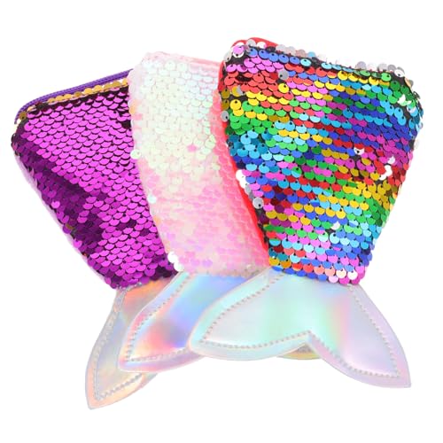 GALPADA 3stücke Meerjungfrau Tasche Meerjungfrau Geldbörse Pailletten Verzierung Münzbeutel Kindertasche Umhängetasche Für Draußen Meerjungfrauen Partygeschenke von GALPADA