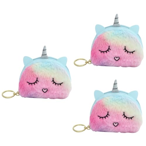 GALPADA 3stücke Mini Geldbörse Für Mädchen Flauschiger Farbenfroher Plüsch-münzbeutel Für Schule Shopping Und Reisen Leicht Und Langlebig Farben Zufällig von GALPADA