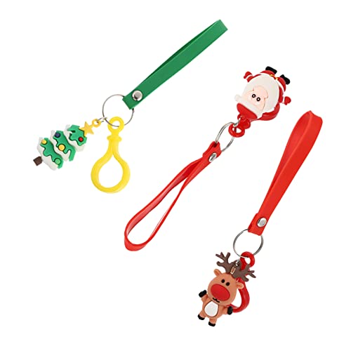 GALPADA 3stücke Teiliges Weihnachts Schlüsselanhänger Kreative Cartoon Für Taschen Und Rucksäcke Santa Rentier Und Weihnachtsbaum Design Praktischer Und Langlebiger Begleiter Für von GALPADA