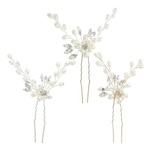 GALPADA 3stücke Perle Haarnadel Mit Zirkonia Für Braut Hochzeit Schmuck u Förmige Haarpin Zubehör Für Bankette Partys Alltag von GALPADA