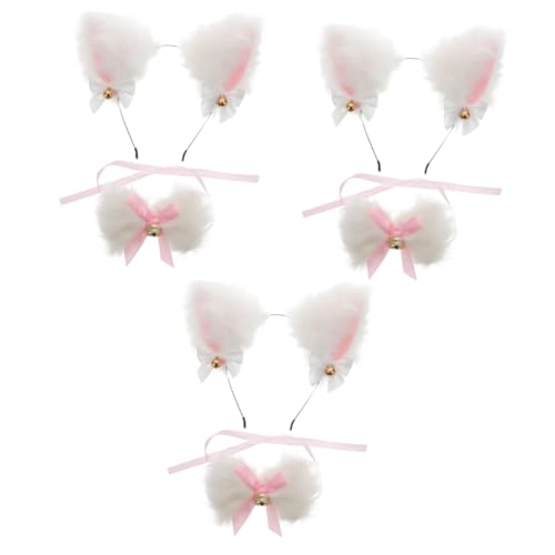 GALPADA 3sätze Katzenohren Haarreif Mit Schleife Plüsch Katzenohren Kopfschmuck Für Cosplay Karneval Und Partys Für Damen Und Mädchen Perfektes Accessoire Für Besondere Anlässe von GALPADA