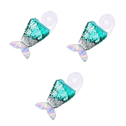 GALPADA 3stücke Women Mermaid Sequins Purse Glitzernde Geldbörse Für Mädchen Für Partys Reisen Und Täglichen Gebrauch Passend Zu Verschiedenen Outfits Hellgrün von GALPADA