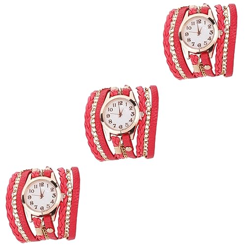 GALPADA 3stücke Pu Armbanduhren Für Damen Handgefertigte Geflochtene Armbanduhr Leicht Und Hautfreundlich Für Besondere Anlässe Wie Valentinstag Oder Geburtstage von GALPADA