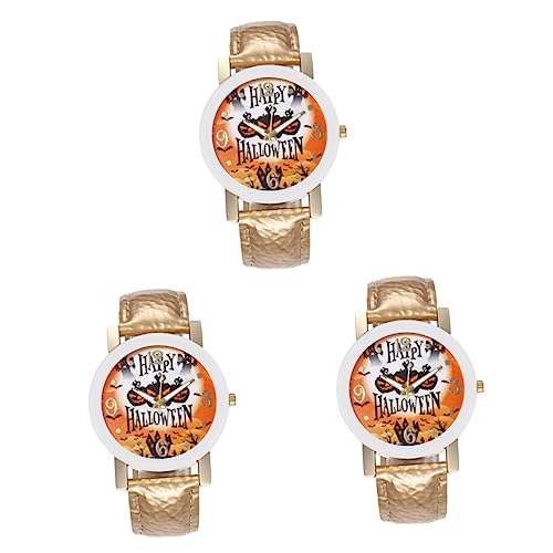 GALPADA 3st Kürbis Hexenschloss Quarzuhr Charmantes Design Quarz Quarzuhr Kürbis-quarzuhr Herrenuhr Betrachten Einzigartige Quarzuhr Mode Gürtel Quarzuhr Halloween Fräulein Anschauen von GALPADA