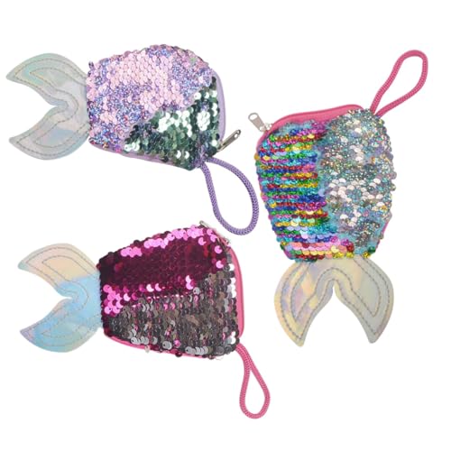 GALPADA 3stücke Mermaid Geldbörse Mit Glitzer Und Pailletten Für Geburtstagsfeiern Und Weihnachten Bezaubernde Tragbare Accessoires Für Mädchen Als Und Dekoration von GALPADA