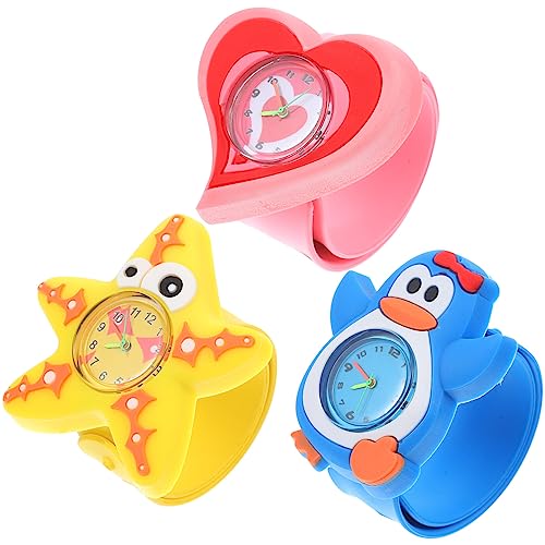 GALPADA 3st Zeichentrickuhr Für Kinder Slap-Armbanduhr Armbanduhr Kinder Klopfende Uhr Bulk-Spielzeug Für Goodie-Bag-Stuffer Schlaguhr Student Schießen Elektronisch Kieselgel von GALPADA