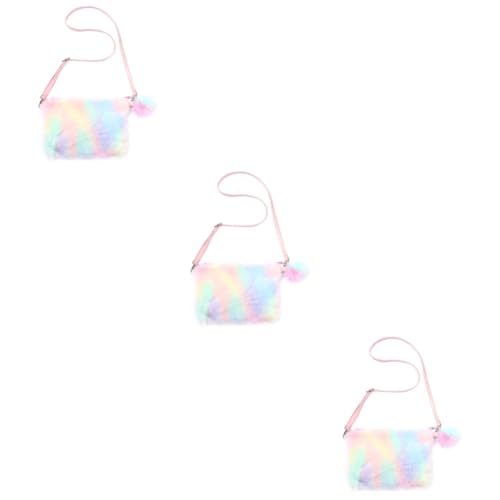 GALPADA 3stücke Einseitige Plüsch Umhängetasche Für Frauen Bunte Crossbody Tasche Für Alltag Und Freizeit Für Geldbörse Handy Und Kosmetik von GALPADA