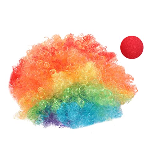 GALPADA 3stücke Explosion Clown Wig Mit Roter Nase Fluffige Cosplay Perücke Für Karneval Und Partys Für Lustige Auftritte Und Clown Kostüme von GALPADA