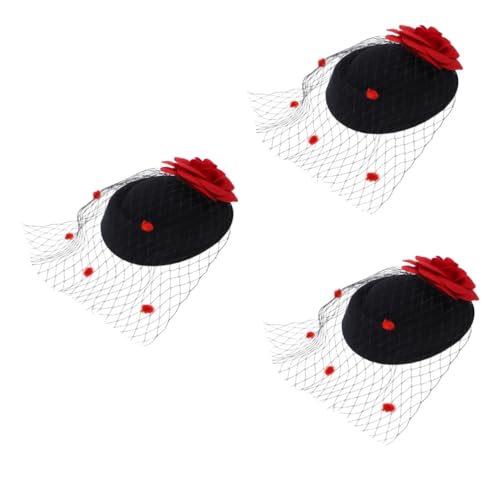 GALPADA 3stücke Fashion Punk Mini Hut Mit Kunstrose Und Netz Für Frauen Haarspange Fascinator Für Partys Hochzeiten Und Besondere Anlässe Stilvolles Accessoire von GALPADA