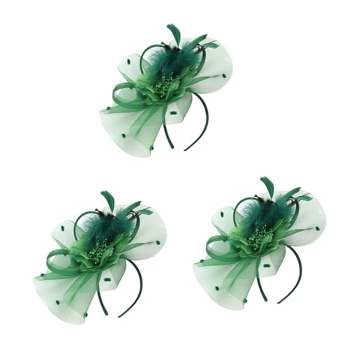 GALPADA 3stücke Floral Haarschmuck Dunkelgrün Elegantes Haargestell Mit Federn Für Hochzeiten Und Partys Verstellbare Haarband-dekoration Für Frauen Leicht Und Tragbar von GALPADA