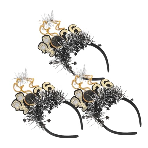 GALPADA 3stücke Frohes Neues Jahr Stirnband Mit Sternanhängern Glitzerndes Pailletten Haarreifen Für Silvesterfeiern Für Damen von GALPADA