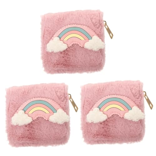 GALPADA 3stücke Kreatives Plüsch Wallet Für Frauen Komfortable Handtasche Mit Reißverschluss Mädchen Kurzes Geldbörsen-Design Für Schule Reisen Und Freizeit von GALPADA