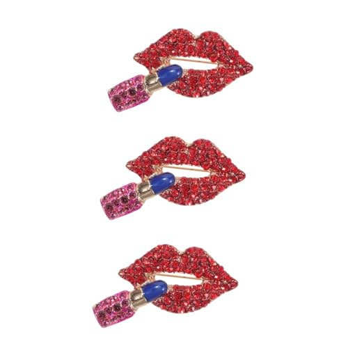GALPADA 3stücke Lippenstift Brosche Mit Strass Eleganter Ansteckpin Für Für Abendkleider Und Accessoires Verleiht Jedem Outfit Einen Charmanten Akzent von GALPADA