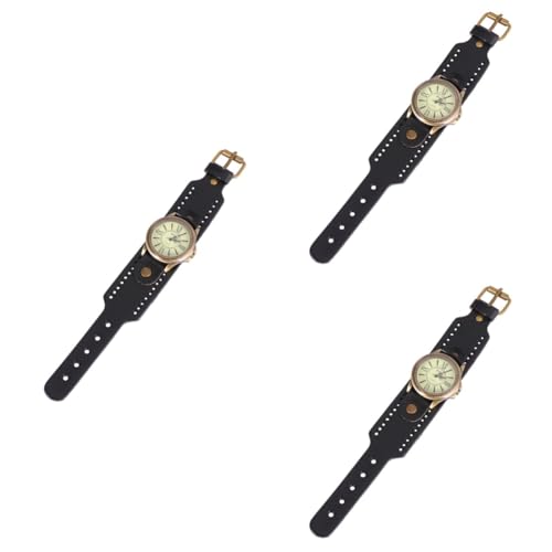 GALPADA 3stücke Retro Roman Armbanduhr Für Damen Echtem Quarz-Uhr Für Stilvolle Anlässe Als Zu Weihnachten Geburtstag Oder Valentinstag Schwarz von GALPADA