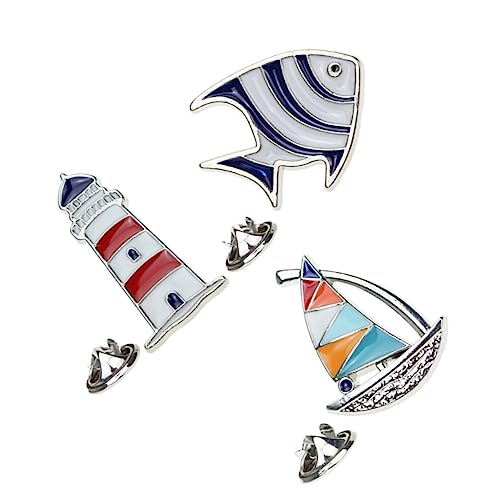 GALPADA 3 Stück Navy Stil Brosche Mit Tropischen Fischen Segelboot Und Leuchtturm Legierungs Broschen Clip Für Frauen Und Mädchen Kostümdekoration Für Hochzeiten Und Partys von GALPADA