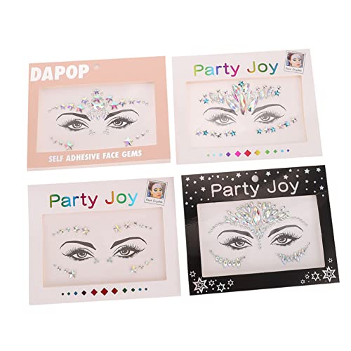 GALPADA 4 Blätter Selbstklebende Gesichtssteine Glitzernde Rhinestone Aufkleber für Augenbrauen und Gesicht für Partys Festivals Halloween und Cosplay Hochwertiges Acrylmaterial von GALPADA
