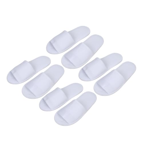 GALPADA 4 Paare Einweg Herren Slipper Weiß Reise Hausschuhe Leicht Atmungsaktiv Gästehausschuhe Hotel Pantoffeln Komfortabel und Rutschfest von GALPADA