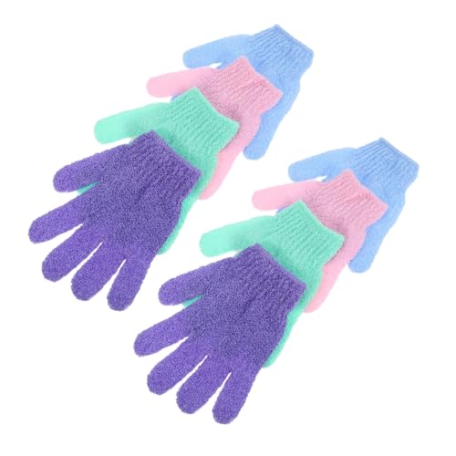 GALPADA 4 Paare Fünf-Finger-Badehandschuhe Massage-Körperpeeling Handschuhe waschen Körperpflege Schwarz handtücher handschuhe Body Scrub Shoste lange Putzhandschuhe Zufällige Farbe von GALPADA