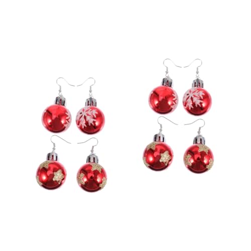 GALPADA 4 Paare Weihnachtliche Kugel Ohrringe Modische Weihnachtsbaumschmuck Ohrhänger Damen Festliche Ohrstecker Geschenkidee für Weihnachten und Winterfest von GALPADA