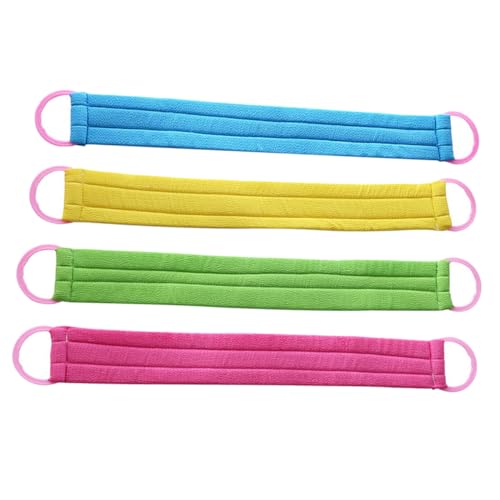 GALPADA 4 STÜCKE Teiliges Peeling badhandtuch Langes Rückenmassage handtuch mit Starker Reinigungskraft Doppelseitig Exfolierend Sanfte Tiefenreinigung für Hände Beine Zufällige Farbe von GALPADA
