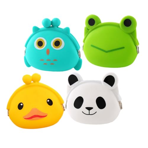 GALPADA 4 STÜCKE Teiliges Silikon Münztaschen Cartoon Ohrhörer Tasche Langlebig Praktisch für Münzen Schlüssel und Kabel Zufälliger Stil Geeignet für Jungen Mädchen von GALPADA