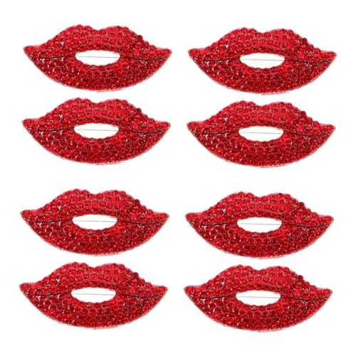 GALPADA 4 Sätze Valentinstag-herzbrosche Schlüsselband Für Mikrofon Winddichte Abdeckung Geburtstagsgeschenk Valentinstag Brosche Lippen Patch Lippen Broschennadeln Rot 2 Stück * 4 von GALPADA