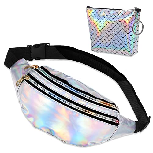 GALPADA 4sätze Teiliges Damen Bauchtasche Mit Verstellbarem Gurt wasserdichte Fanny Pack Für Outdoor-aktivitäten Glänzendem Geldbeutel Für Festivals Und Sport von GALPADA