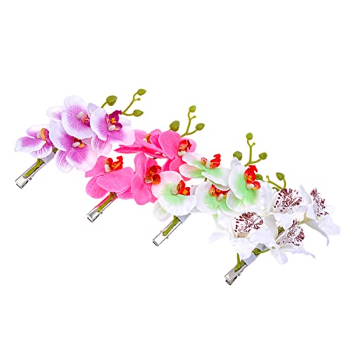 GALPADA 4 Stück Haarnadel Haarnadeln Mit Künstlichen Blumen Hochzeitshaarblumen Haarschmuck Für Frauen Florale Haarspange Dutt Haarspange Haar Fascinators Orchidee Braut Phalaenopsis von GALPADA