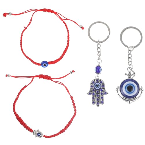 GALPADA 4 Stück Böser Blick Und Hamsa-Hand-Armband Hamsa-Hand Und Böser Blick Schlüsselanhänger Schlüsselanhänger Für Damen Und Herren Böser Blick-Schmuck Türkischer Schutz-Segen-Schmuck von GALPADA