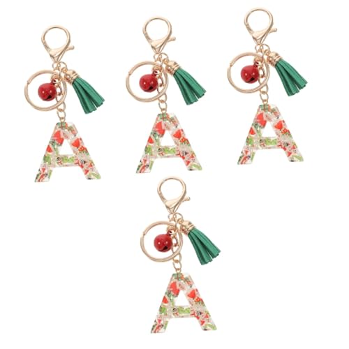 GALPADA 4stücke Buchstaben Schlüsselanhänger Aus Harz Weihnachts Schlüsselring Mit Metallverschluss Handgemachter Bag Charm Für Taschen Und Rucksäcke Perfektes Für Shower Und von GALPADA