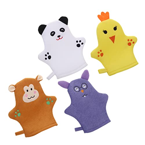 GALPADA 4 Stück Cartoon Badehandschuhe Für Kinder Peelinghandschuhe Zur Körperreinigung Waschbare Duschhandschuhe Für Sanfte Hautpflege Lustige Tiermotive Für Babys Und Kleinkinder von GALPADA