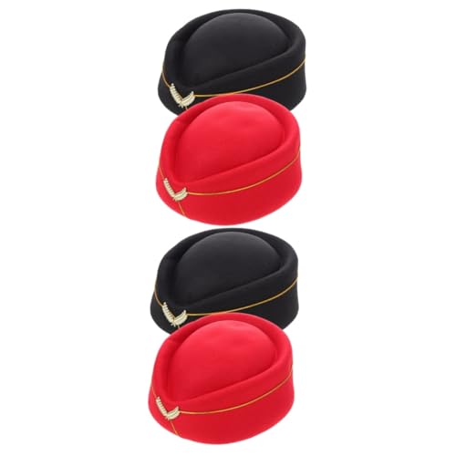 GALPADA 4stücke Stewardess Hats Cosplay Uniformen Bühnenperformance Kostüm Flugbegleiter Hut Requisite Bequem Und Stilvoll von GALPADA