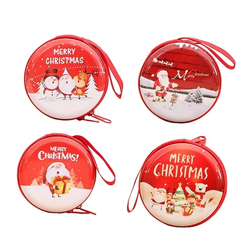 GALPADA 4 Stück Geldbörse für Weihnachtsmünzen Behälter Christbaumkugeln Urlaubstaschen aufbwahrungs-Box aufbewahrungskorb weihnachtsgeldbörse Münzbeutel Eisen rot von GALPADA