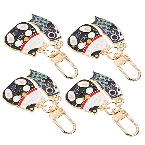 GALPADA 4 Stück Glückskatze Schlüsselanhänger Lebensechter Schlüsselanhänger Japanische Schlüsselanhänger Auto Schlüsselanhänger Anhänger Für Auto Glücksfigur Autoschmuck Legierung Black von GALPADA