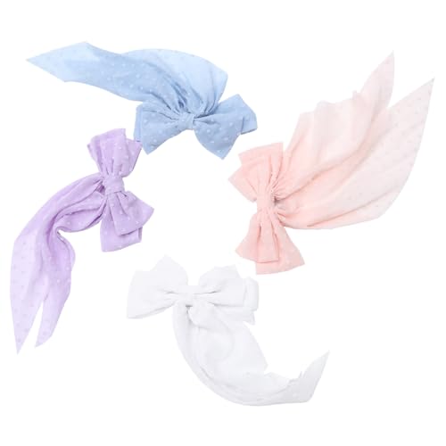 GALPADA 4 Stück Große Haarschleifen Clips Pastellfarben Frühling Haarspangen für Frauen mit Eleganten Langen Bändern Modisch Süß für Alltag Party Geschenkidee Muttertag Valentinstag von GALPADA