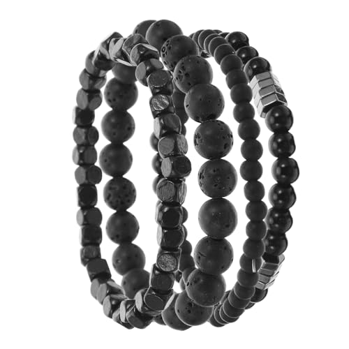 GALPADA 4 Stück Herrenarmbänder aus Stein mit Elastischem Band Manschettenarmbänder für Männer Vielseitiges Armband für Alltag Party und Formelle Anlässe von GALPADA