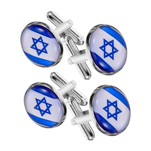 GALPADA 4 Stück Israelische Manschettenknöpfe Teilig Flagge Herren Hemd Schmuck Edel Leichte Kleidung Accessoires Modisch Langlebig von GALPADA