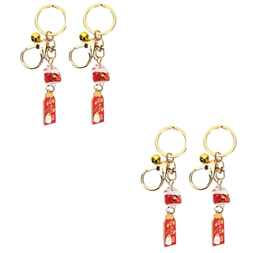 GALPADA 4 Stück Japanischer Schlüsselanhänger Winkende Katze Schlüsselanhänger Schlüsselanhänger-Armband Katzen-schlüsselanhänger Abs Kawaii-Zeug Schlüsselanhänger-Charm Kätzchen Rot Stoff von GALPADA