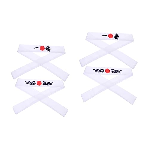 GALPADA 4 Stück Japanisches Haarband Sushi-kostüm-stirnband Herren Kostüme Japanisches Karate-stirnband Bandana-stirnbänder Sushi-koch-stirnband Binden Mann Polyester Sport Haarschmuck von GALPADA