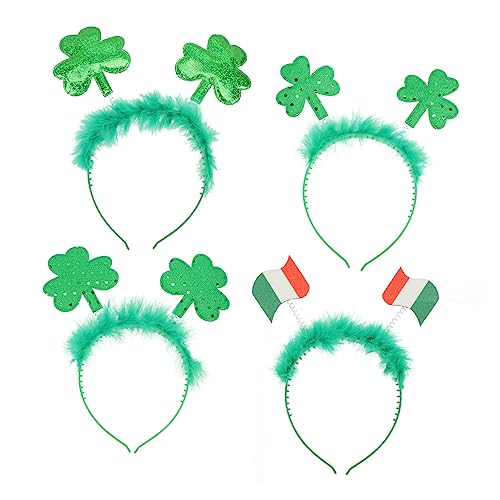 GALPADA 4 Stück Klee Stirnband St Patricks Day Haarband Requisiten Für Die Patricks Day Photo Booth Patrick s Day Grüne Stirnbänder Flaggenkopf Boppers Kind Schmücken Kleidung Plastik von GALPADA