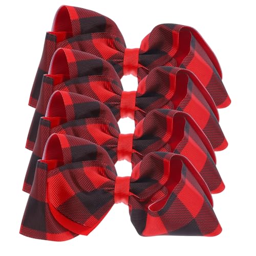 GALPADA 4 Stück Kleine Karierte Haarschleifen Rote Süße Haarspangen Damen Festlicher Haarschmuck für Weihnachten Geburtstag Hochzeit Party von GALPADA