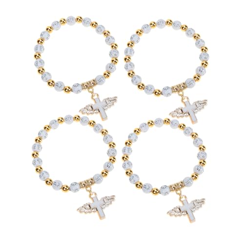 GALPADA 4 Stück Kreuz Armband Handverzierung Party Dekoration Modeschmuck Engelsperlen Armband Religiöses Armband Dekorativer Kinder Armreif Christliches Armband Babyparty von GALPADA